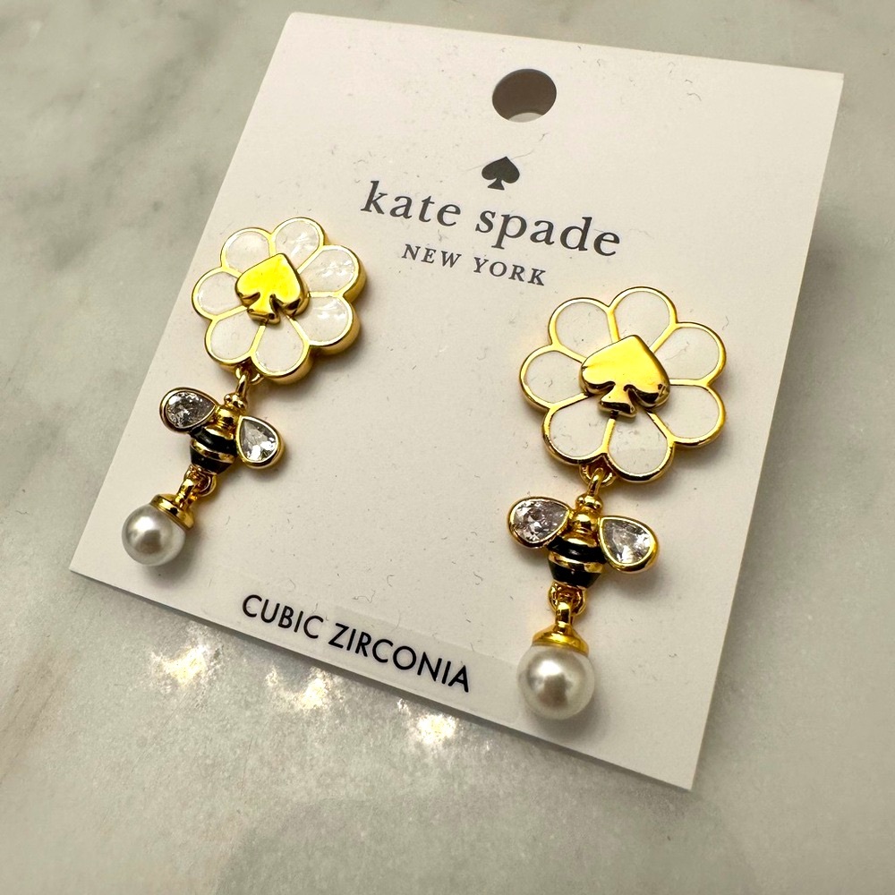 Kate Spade Gold Flower Bee Earrings